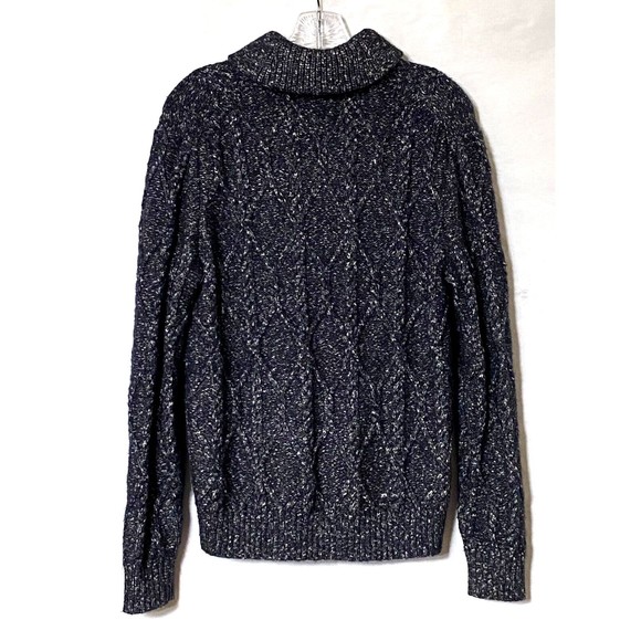 Banana Republic Sweater Mens S Preppy Navy Cable Knit Shawl Neck Yak Hair - Picture 2 of 12